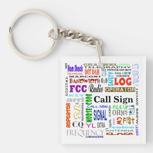 Ham Radio Word Collage Key Chain  Customize It! (Front)