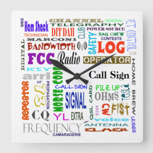 Ham Radio Word Collage Wall Clock Customize It!