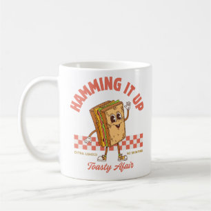 Ham Sandwich Cartoon Retro Diner Design Coffee Mug