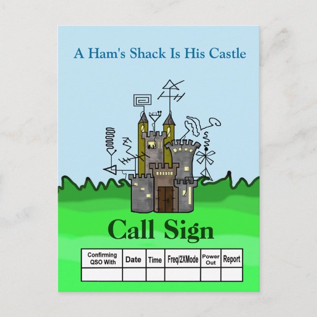 Ham Shack Castle Ham Radio QSL Card  Customize It! (Front)