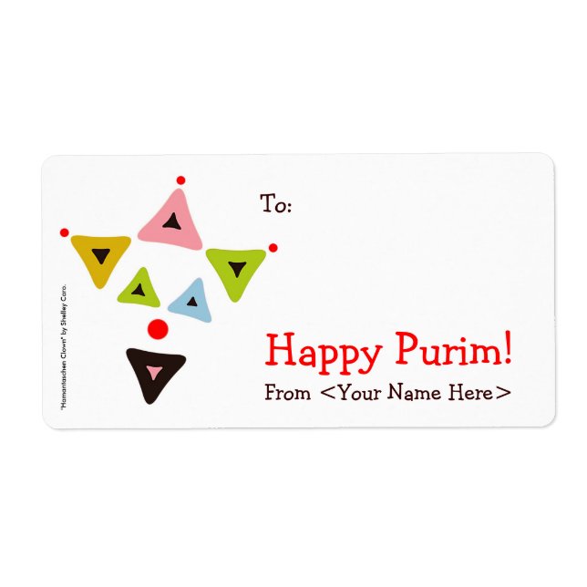 "Hamantaschen Clown" Mishloach Manot Étiquettes (Devant)
