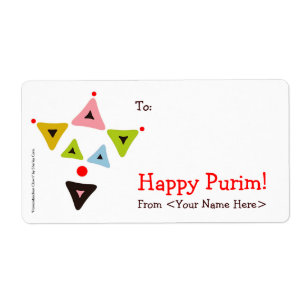 "Hamantaschen Clown" Mishloach Manot Labels