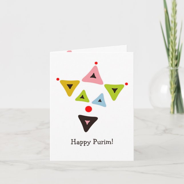 Hamantaschen Clown Purim Card (Front)