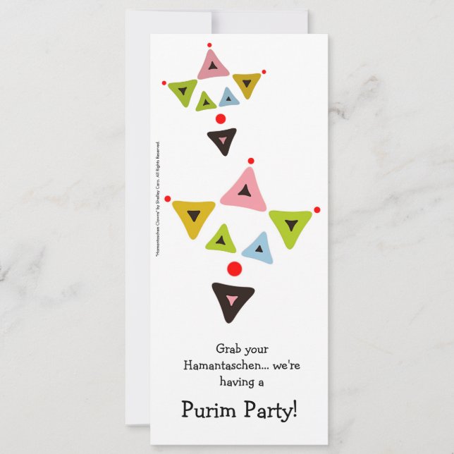 Hamantaschen Clowns Purim Party Invitation (Front)