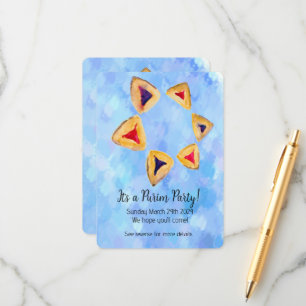 Hamantaschen Star Purim Party Invitation Enclosure