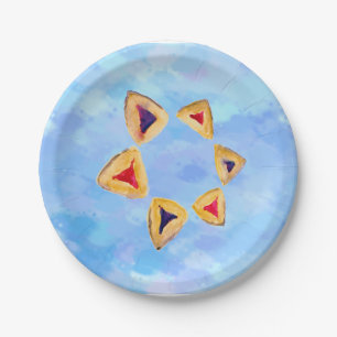 Hamantaschen Star Purim Party (No Text) Paper Plate
