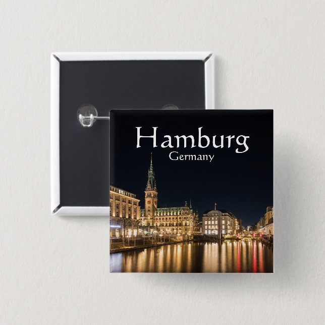 Hamburg 2 Inch Square Button (Front & Back)