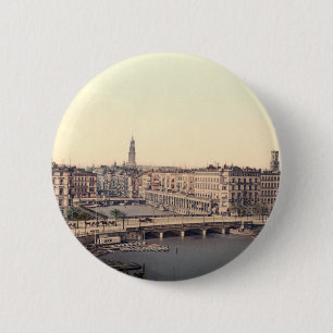 Hamburg Alsterarkaden Deutschland Alster Germany 2 Inch Round Button