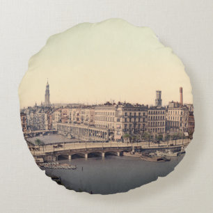 Hamburg Alsterarkaden Deutschland Alster Germany Round Pillow