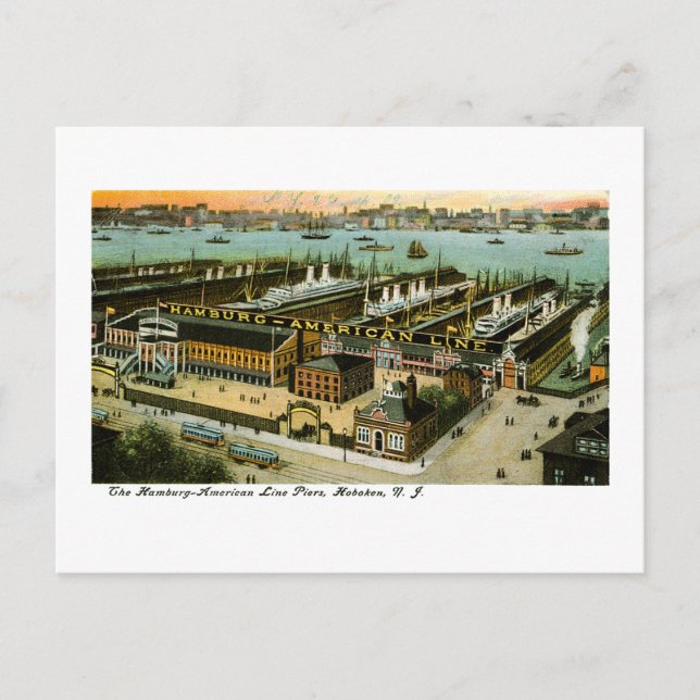 Hamburg-American Line, Hoboken, New Jersey Postcard (Front)