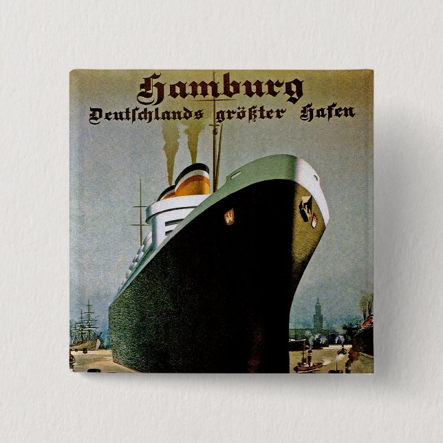 Hamburg-Amerika Line 2 Inch Square Button (Front)