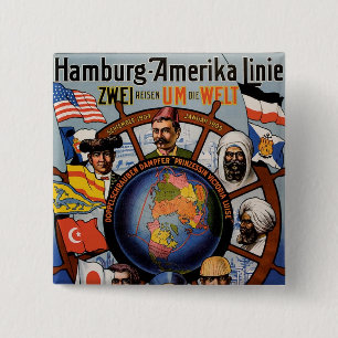 Hamburg Amerika Line Poster 2 Inch Square Button