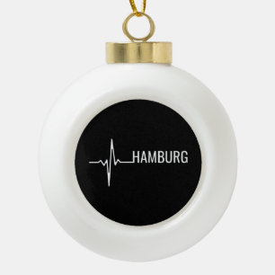 Hamburg City Heartbeat Ceramic Ball Christmas Ornament