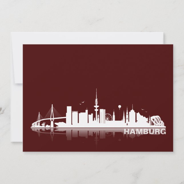 Hamburg City Skyline Map / Folded Map / Invitation (Front)