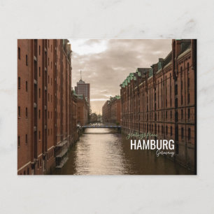 Hamburg City Speicherstadt Warehouses Harbour Holiday Postcard
