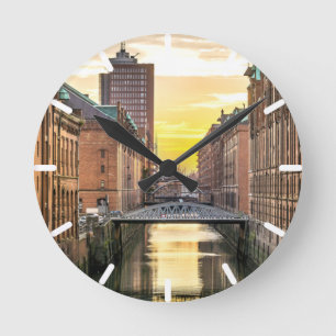 Hamburg CityScape Round Clock