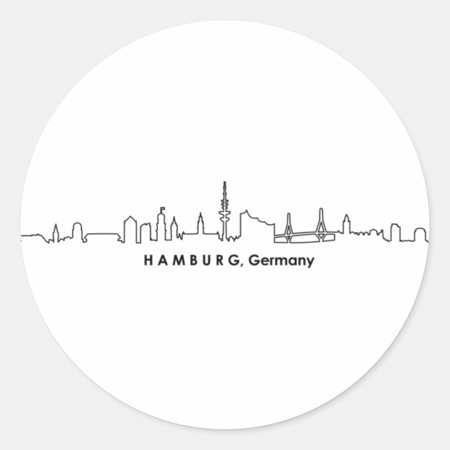HAMBURG Elbe Germany City Skyline Silhouette Classic Round Sticker (Front)