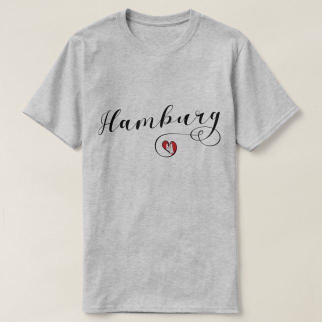 Hamburg Flag In Heart, I Love Hamburg T-Shirt (Design Front)