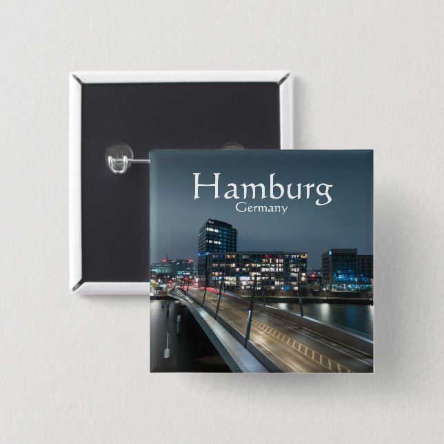 Hamburg Germany 2 Inch Square Button (Front & Back)