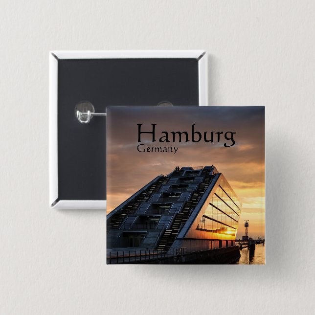 Hamburg Germany 2 Inch Square Button (Front & Back)