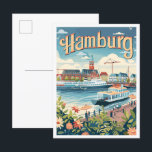 Hamburg Germany Art Vintage Travel Illustration Postcard<br><div class="desc">Hamburg Germany Art Vintage travel place illustration</div>