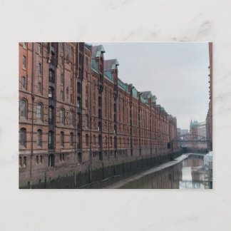 Hamburg Germany Canal Warehouses in Winter Postcard