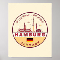 Hamburg Germany City Skyline Emblem