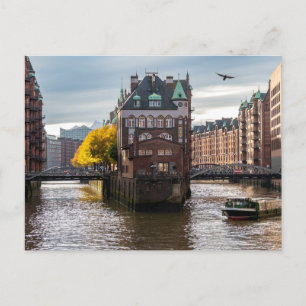Hamburg, Germany Old Buildings on Channel  Postcard
