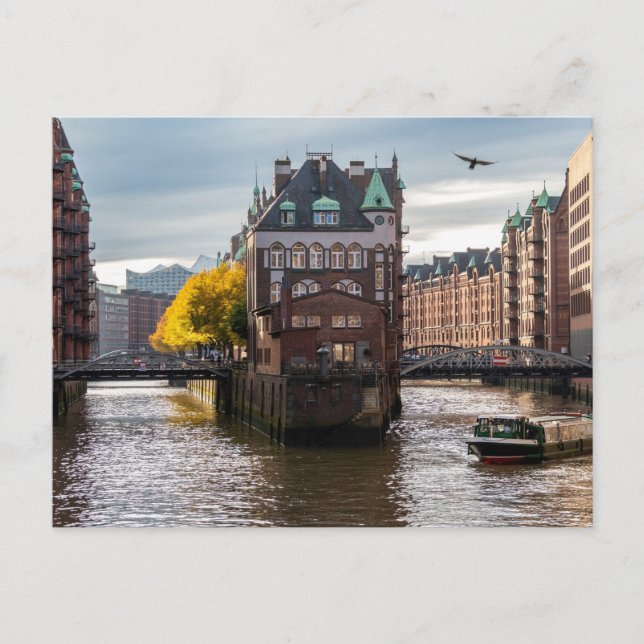 Hamburg, Germany Old Buildings on Channel  Postcard (Front)
