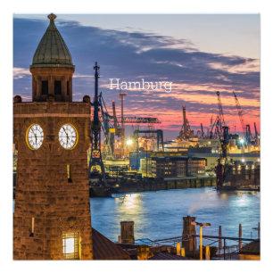 Hamburg, Germany panoramic view at twilight Photo Print