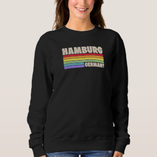 Hamburg Germany Rainbow Gay Pride Merch Retro 70s Sweatshirt