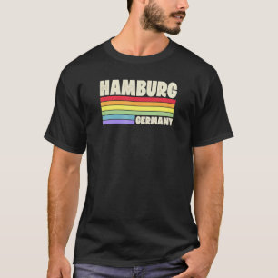 Hamburg Germany Rainbow Gay Pride Merch Retro 70s T-Shirt