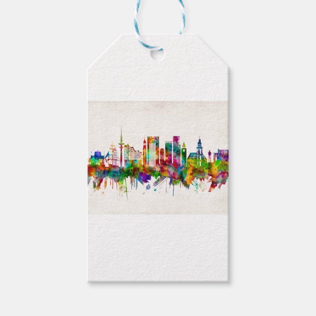 Hamburg Germany Skyline Gift Tags (Front)