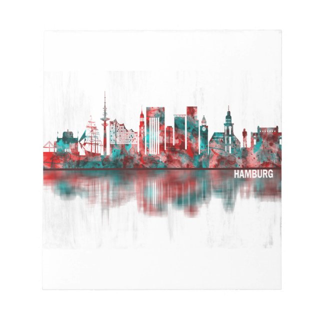 Hamburg Germany Skyline Notepad (Front)