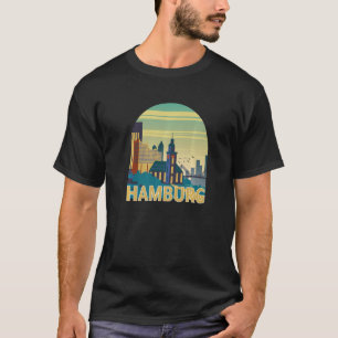 Hamburg Germany Skyline Silhouette Outline Sketch T-Shirt