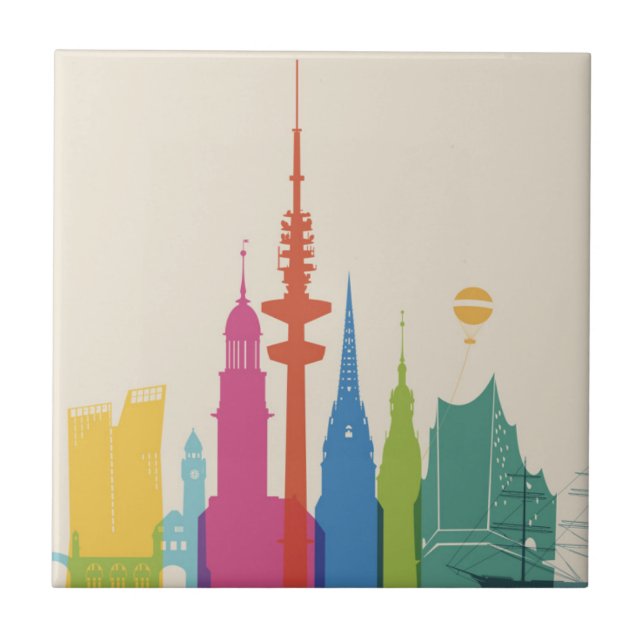 Hamburg Germany Skyline Tile (Front)