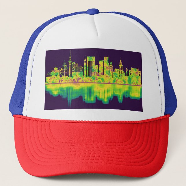 Hamburg Germany Skyline Trucker Hat (Front)