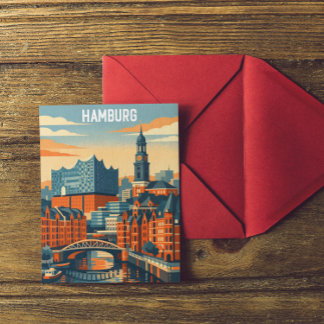 Hamburg Germany Travel Minimalist Port  Postcard