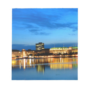 Hamburg Harbour Hafen Deutschland Alster Night Notepad