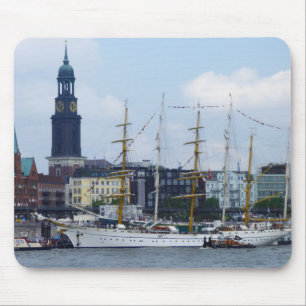 Hamburg Harbour Hafen Michel Deutschland Schiffe Mouse Pad