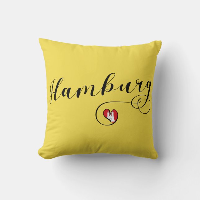 Hamburg Heart Throw Pillow,  Germany Pillow (Front)