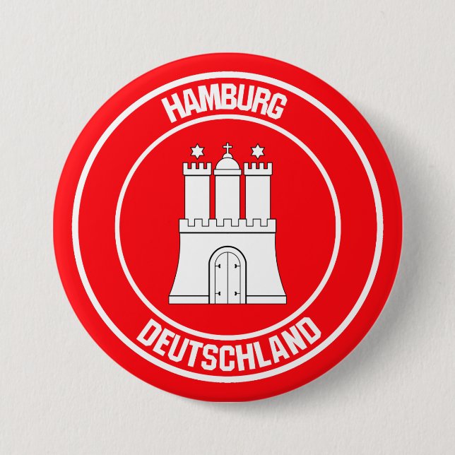 Hamburg Round Emblem 3 Inch Round Button (Front)