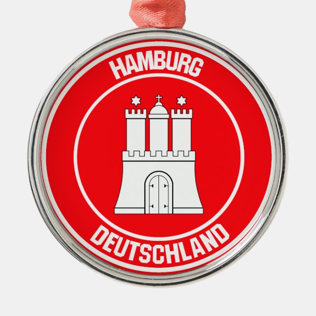 Hamburg Round Emblem Metal Ornament (Front)