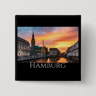 Hamburg Scenic Waterfront 2 Inch Square Button