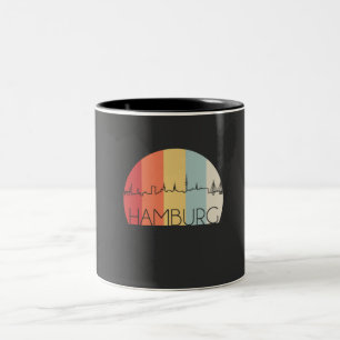 Hamburg Skyline Retro Two-Tone Coffee Mug