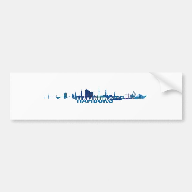 Hamburg Skyline Silhouette Bumper Sticker (Front)