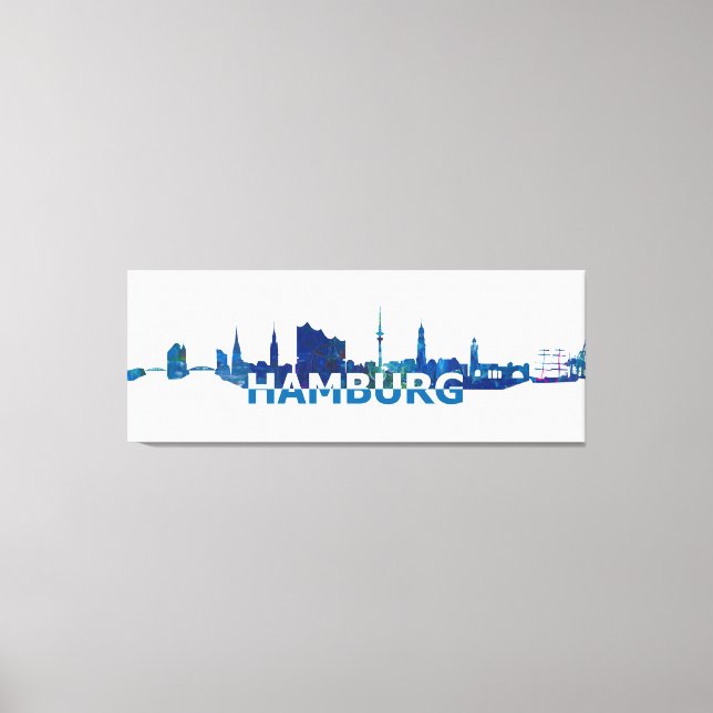 Hamburg Skyline Silhouette Canvas Print (Front)