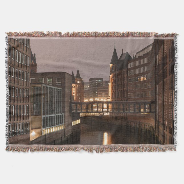 Hamburg Speicherstadt Throw Blanket (Front)