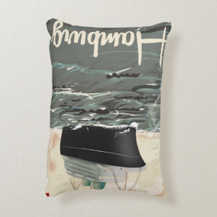 Hamburg Vintage Travel poster Accent Pillow