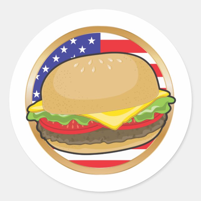 Hamburger American Flag Classic Round Sticker (Front)